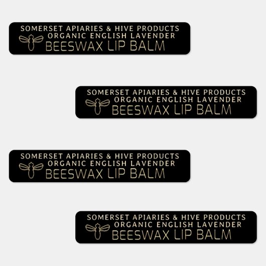 Waterdichte bijenwas Lip Balm Label Gold Bee Black (Groep)