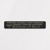 Waterdichte bijenwas Lip Balm Label Gold Bee Black (Design 1)