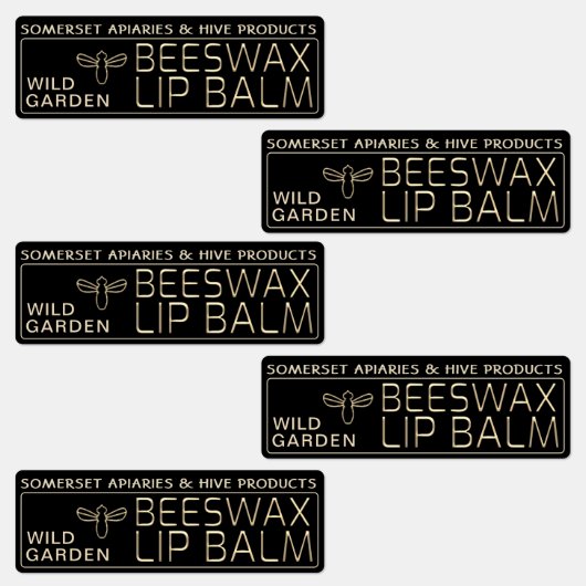 Waterdichte bijenwas Lip Balm Label Gold Bee Black (Groep)