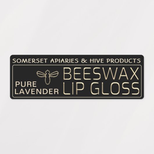 Waterdichte bijenwas Lip Gloss Label Gold Bee Blac (Design 1)