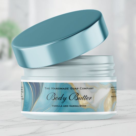 Waterdichte blauwe gouden body butter pot label 1 