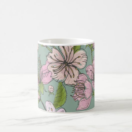 Waterdichte bloemen: Levendige bloemblaadjes op ee Koffiemok (Center)