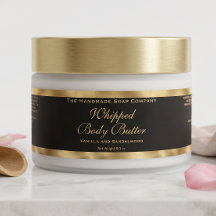 Waterdichte Body Butter Pot Label Zwart & Goud Fol