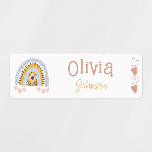 Waterdichte Boho Rainbow naamlabels Labels (Design 1)