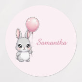 Waterdichte Bunny Naam Sticker Label (Design 2)
