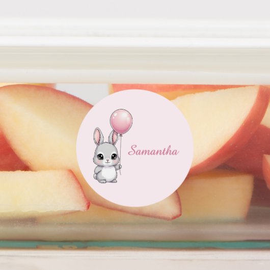 Waterdichte Bunny Naam Sticker Label (Aangebracht)