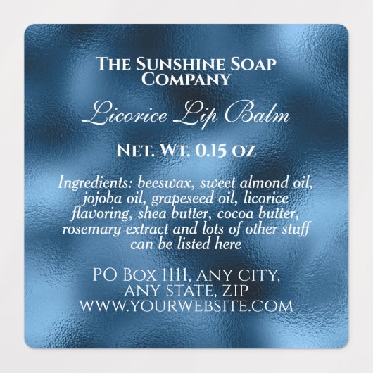  waterdichte cosmetica blauwe folie labels (Design 1)