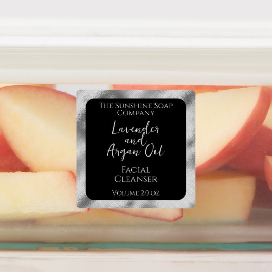 Waterdichte cosmetica productetiket zwart & zilver labels (Aangebracht)