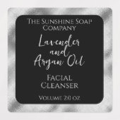 Waterdichte cosmetica productetiket zwart & zilver labels (Design 1)