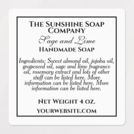 Waterdichte eenvoudige witte en zwarte zeep ingred labels