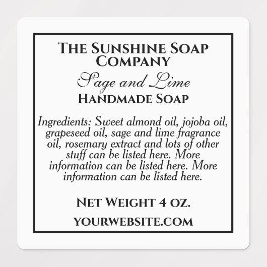 Waterdichte eenvoudige witte en zwarte zeep ingred labels (Design 3)