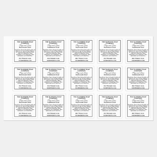 Waterdichte eenvoudige witte en zwarte zeep ingred labels (Vel)