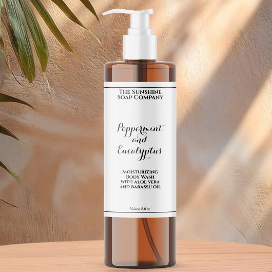 Waterdichte gekrulde lettertype witte cosmetica fl sparkling wijnetiket