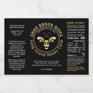 Waterdichte Honey Bee Hex Jar Label Voedingsfeiten Sparkling Wijnetiket