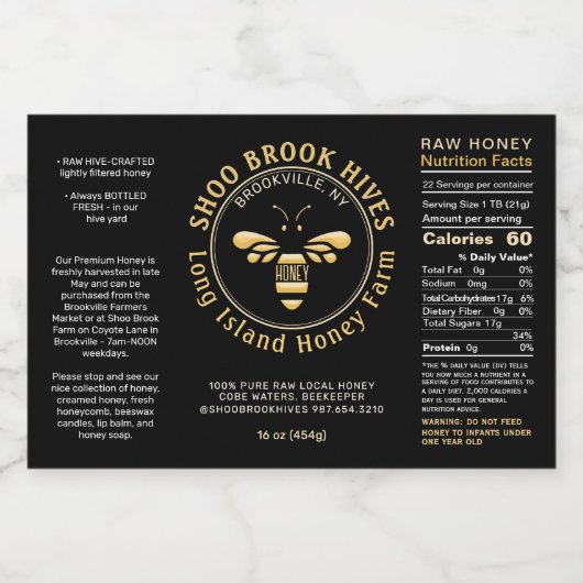 Waterdichte Honey Bee Hex Jar Label Voedingsfeiten Sparkling Wijnetiket (Enkel label)