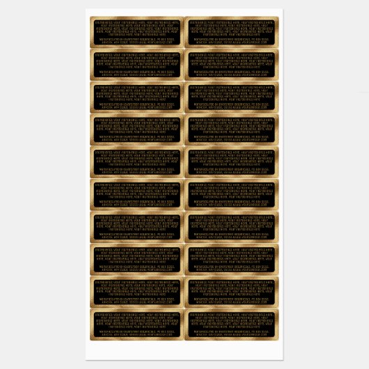 waterdichte ingrediënten etiket zwarte goudrechtho labels (Vel)