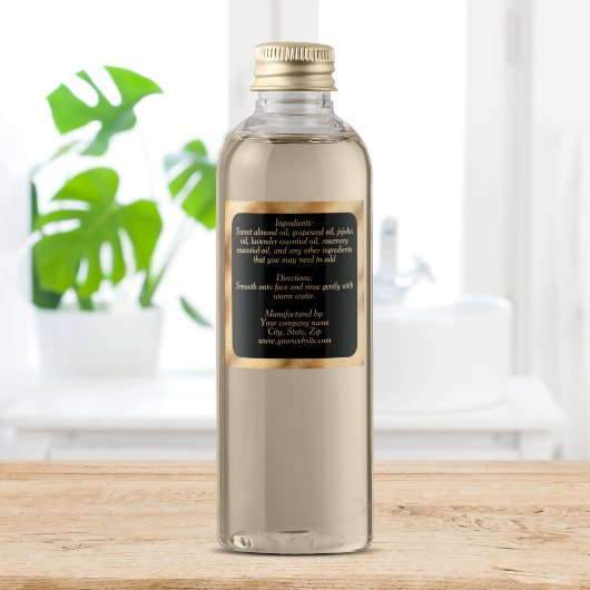 Waterdichte ingrediënten label - Black Gold Square