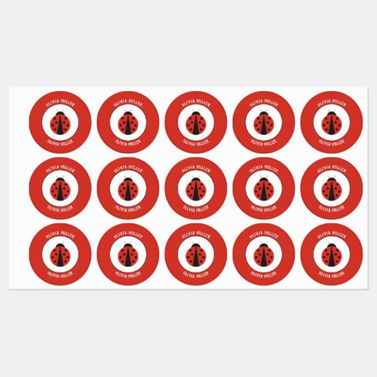 Waterdichte lieveheersbeestjes labels voor schoolk (Vel)