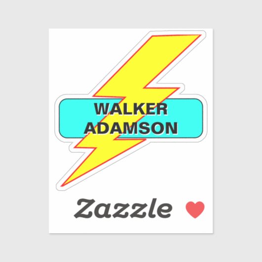 Waterdichte Naam Sticker voor Kinderen (Lightning  (Vel)