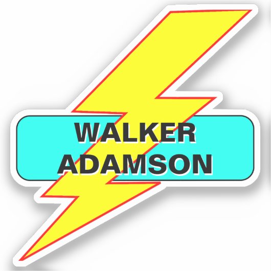 Waterdichte Naam Sticker voor Kinderen (Lightning  (Voorkant)