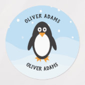 Waterdichte pinguïn labels voor schoolkamp kindero (Design 1)