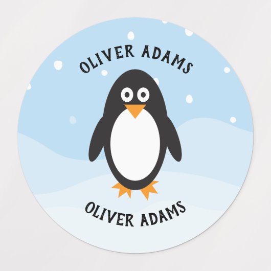 Waterdichte pinguïn labels voor schoolkamp kindero (Design 1)