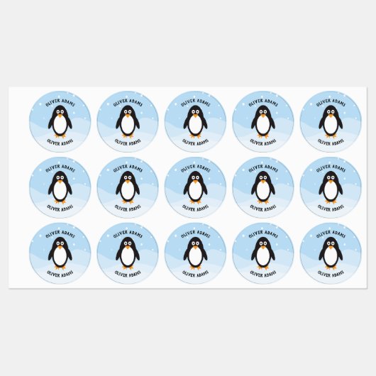 Waterdichte pinguïn labels voor schoolkamp kindero (Vel)