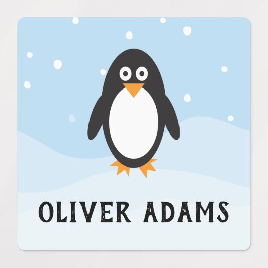 Waterdichte pinguïn labels voor schoolkamp kindero (Design 1)