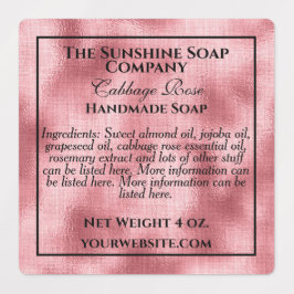 Waterdichte roze folie en zwarte zeep labels