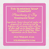 Waterdichte roze gele zeep cosmetica ingrediënten labels (Design 1)