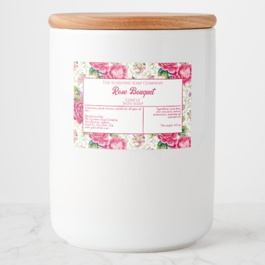 Waterdichte Rozen Zeep Verpakkingslabel Voedselcontainer Etiket (Voorkant)