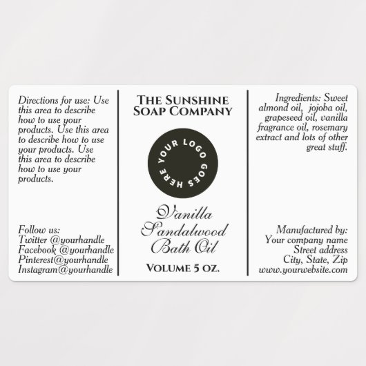 Waterdichte witte cosmetica druppelaar flesetiket labels (Design 1)