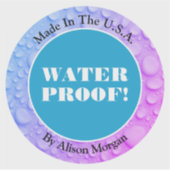 Waterdichte witte tekst, 3 tekstlijnen, uw foto sticker (Voorkant)