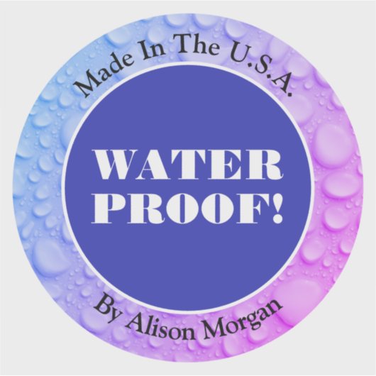 Waterdichte witte tekst, naam, diep blauw uw foto sticker (Voorkant)