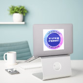 Waterdichte witte tekst, naam, diep blauw uw foto sticker (Laptop op bureau)