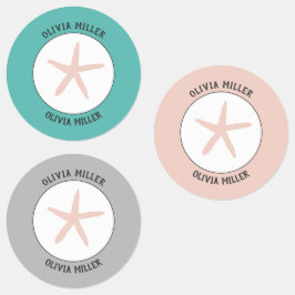 Waterdichte zeesterren naamlabels voor schoolkamp labels