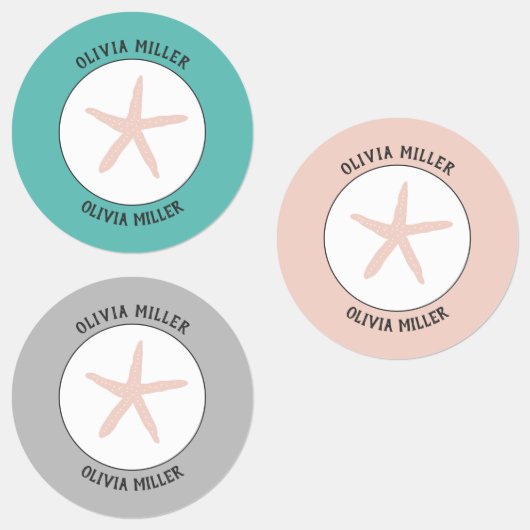 Waterdichte zeesterren naamlabels voor schoolkamp labels (Groep)