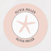 Waterdichte zeesterren naamlabels voor schoolkamp labels (Design 2)