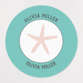 Waterdichte zeesterren naamlabels voor schoolkamp labels (Design 1)