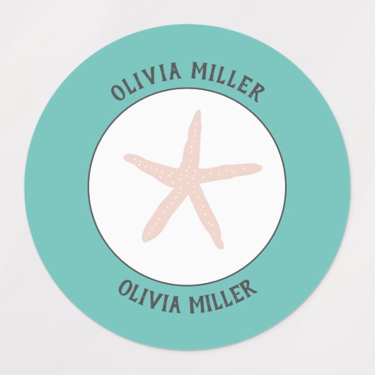 Waterdichte zeesterren naamlabels voor schoolkamp labels (Design 1)
