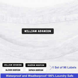 Waterdichte Zwart & Wit Volledige Naam Tags | Kled Labels