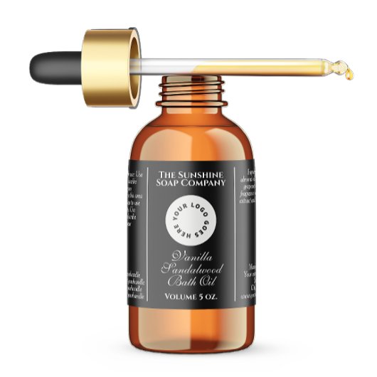 Waterdichte zwarte cosmetica druppelflesetiket labels