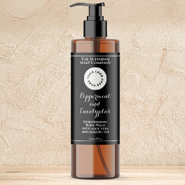 Waterdichte zwarte cosmeticabottlelabel met logo sparkling wijnetiket