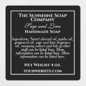 Waterdichte zwarte en witte zeep bestanddelen labels (Design 1)
