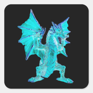 Waterdraak Fantasie Kunst, Mythologisch Wezen Vierkante Sticker