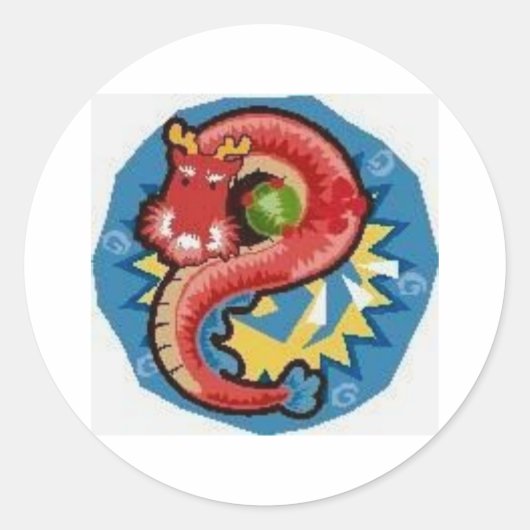 Waterdraak Ronde Sticker (Voorkant)
