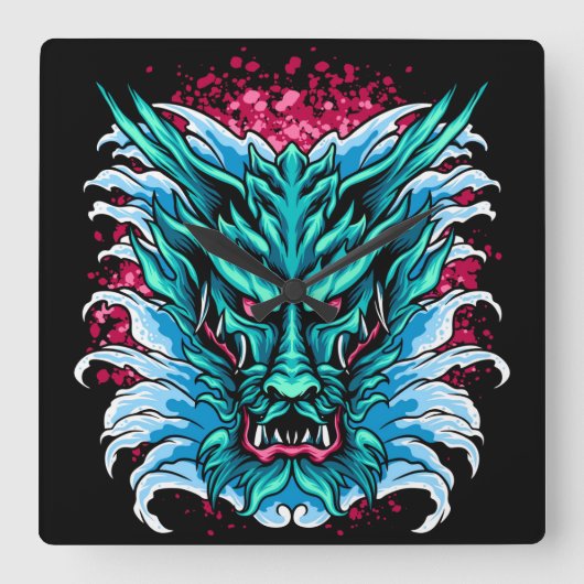 Waterdraak Vierkante Klok (Voorkant)