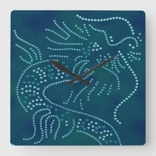 Waterdradenklok Vierkante Klok (Voorkant)