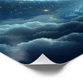 Waterdrager in schoon water bubbel op een blauw me perfect poster (Hoek)