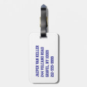 Waterdrager Volleybal in Blauw en Geel Bagagelabel (Achterkant verticaal)